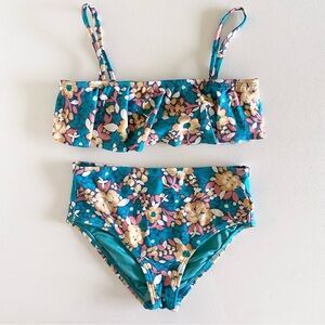 NEW Oneill Girls “Lani” Ditsy Ruffle Swim Set in turquoise